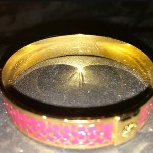 Coach Gold-Tone Pink Enamel Signature Bangle Bracelet